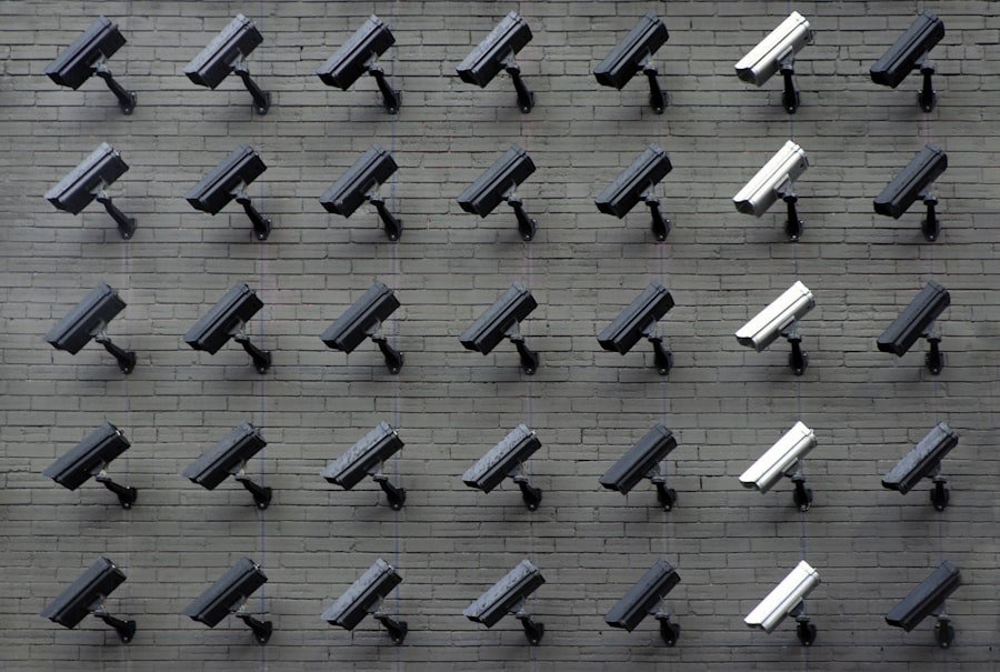 Dome camera mounted on facade